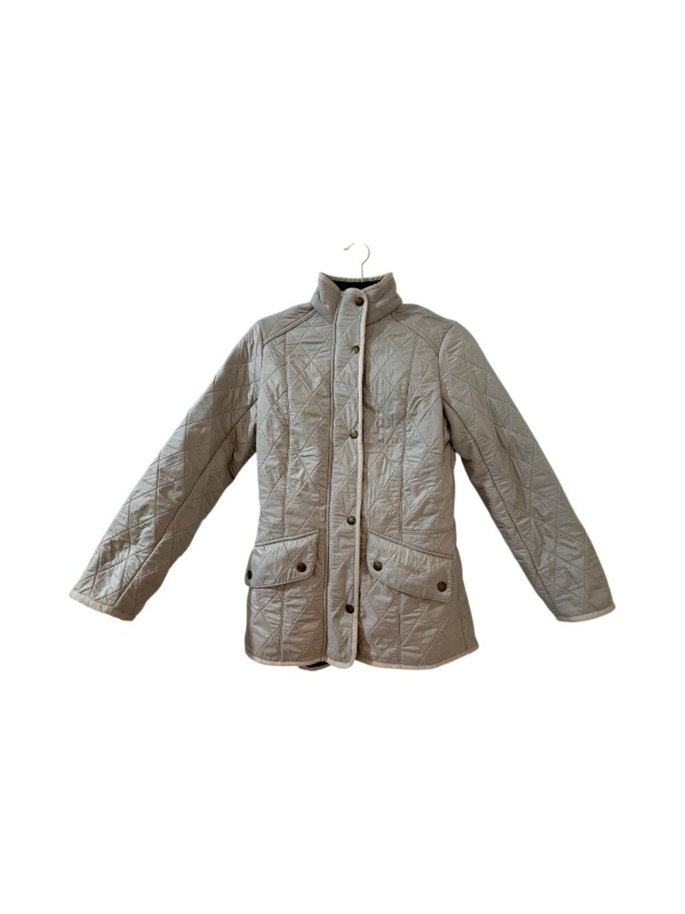 Barbour Cavalary Polarquilt Quilted Jacket Size 8 Light Gray